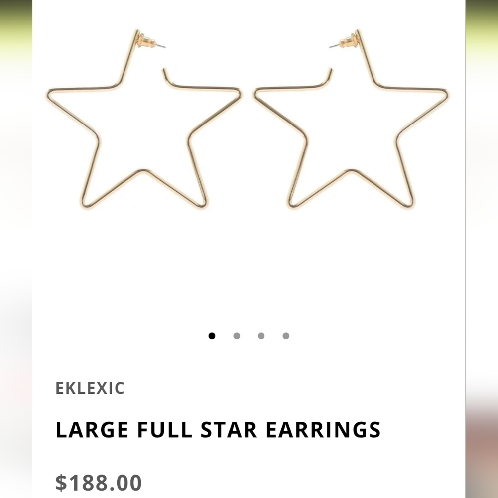 EKLEXIC Large Full Star Gold Statement Earrings - Picture 3 of 6